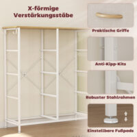 Kommode mit 8 Stoffschubladen und Aufbewahrung für Schlafzimmer beige