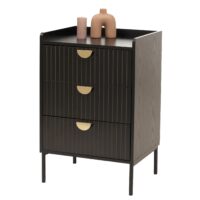 Kommode Highboard 3 Schubladen Melamin MDF 77x50x42cm Holzoptik schwarz