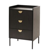 Kommode Highboard 3 Schubladen Melamin MDF 77x50x42cm Holzoptik schwarz