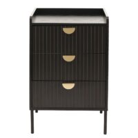 Kommode Highboard 3 Schubladen Melamin MDF 77x50x42cm Holzoptik schwarz