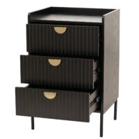 Kommode Highboard 3 Schubladen Melamin MDF 77x50x42cm Holzoptik schwarz