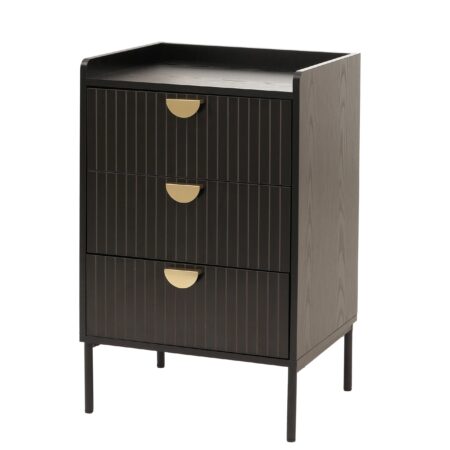 Kommode Highboard 3 Schubladen Melamin MDF 77x50x42cm Holzoptik schwarz