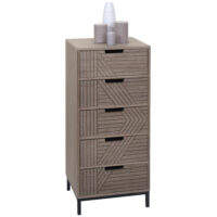 Kommode Highboard 3D-Design 5 Schubladen 84x35x29cm grau-braun