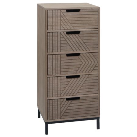 Kommode Highboard 3D-Design 5 Schubladen 84x35x29cm grau-braun