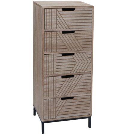 Kommode Highboard 3D-Design 5 Schubladen 84x35x29cm natur