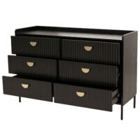 Kommode Highboard 6 Schubladen Melamin MDF 80x120x44cm Holzoptik schwarz
