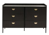 Kommode Highboard 6 Schubladen Melamin MDF 80x120x44cm Holzoptik schwarz