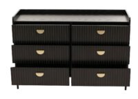 Kommode Highboard 6 Schubladen Melamin MDF 80x120x44cm Holzoptik schwarz