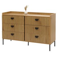 Kommode Highboard 6 Schubladen Melamin MDF 80x120x44cm natur