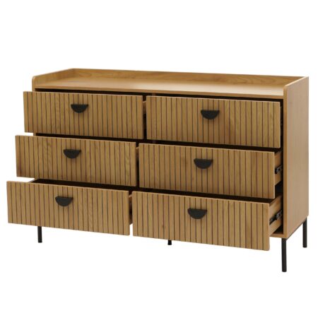 Kommode Highboard 6 Schubladen Melamin MDF 80x120x44cm natur