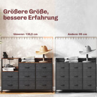 Kommode mit 8 Stoffschubladen und Ladestation rustikales Design
