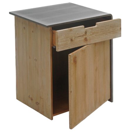 Kommode Nachttisch Beistelltisch Industrial Massivholz 60x50x40cm natur Metall-Optik