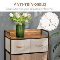 Kommode schmal mit 5 Stoffschubladen und Ablage für Schlafzimmer