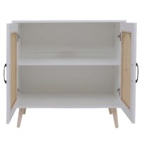 Kommode Schrank Anrichte Türen Staufächer Poly-Rattan 79x80x40cm weiss
