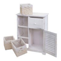 Kommode Schubladenkommode Massivholz Korb-Schublade 80x60x30cm shabby weiss