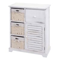 Kommode Schubladenkommode Massivholz Korb-Schublade 80x60x30cm shabby weiss