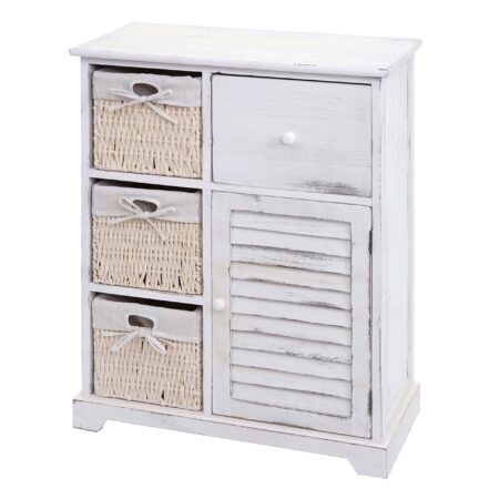 Kommode Schubladenkommode Massivholz Korb-Schublade 80x60x30cm shabby weiss