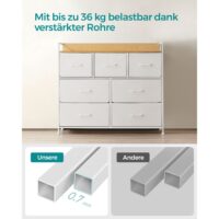 Kommode mit 7 Schubladen in Weiss aus Holz für Schlafzimmer.