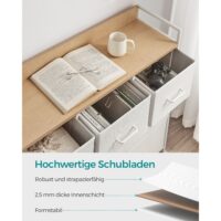 Kommode mit 7 Schubladen in Weiss aus Holz für Schlafzimmer.