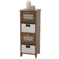Kommode Schubladenschrank 4 Korbschubladen Holz Melamin 82x30x30cm braun