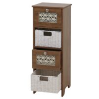 Kommode Schubladenschrank 4 Korbschubladen Holz Melamin 82x30x30cm braun