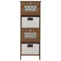 Kommode Schubladenschrank 4 Korbschubladen Holz Melamin 82x30x30cm braun