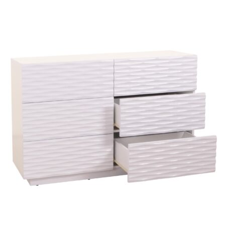 Kommode Sideboard 3D-Design Push-to-open 81x120x42cm Hochglanz weiss