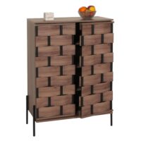 Moderne Kommode Sideboard mit 3D-Flecht-Design, Push-to-open-Funktion, Maße 109x75x40 cm, elegantes Möbelstück für Wohnzimmer oder Flur.