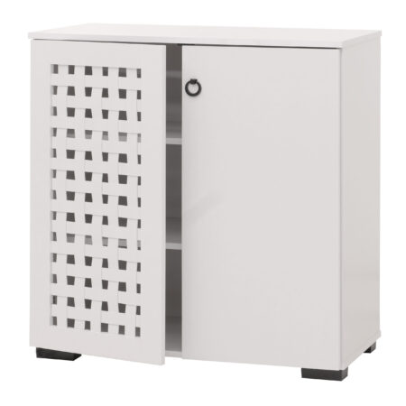 Kommode Sideboard Anrichte 3D-Flecht-Design 2 Türen 82x80x37cm weiss