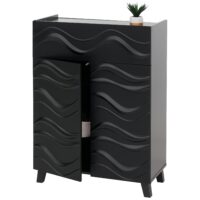 Kommode Sideboard Anrichte 3D-Wellen-Design Push-to-open 107x76x36cm schwarz