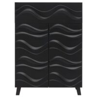 Kommode Sideboard Anrichte 3D-Wellen-Design Push-to-open 107x76x36cm schwarz