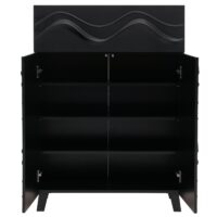 Kommode Sideboard Anrichte 3D-Wellen-Design Push-to-open 107x76x36cm schwarz