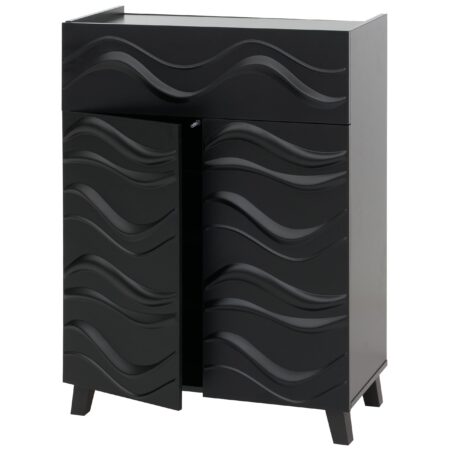 Kommode Sideboard Anrichte 3D-Wellen-Design Push-to-open 107x76x36cm schwarz