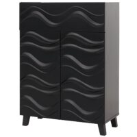 Kommode Sideboard Anrichte 3D-Wellen-Design Push-to-open 107x76x36cm schwarz