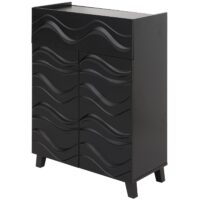 Kommode Sideboard Anrichte 3D-Wellen-Design Push-to-open 107x76x36cm schwarz