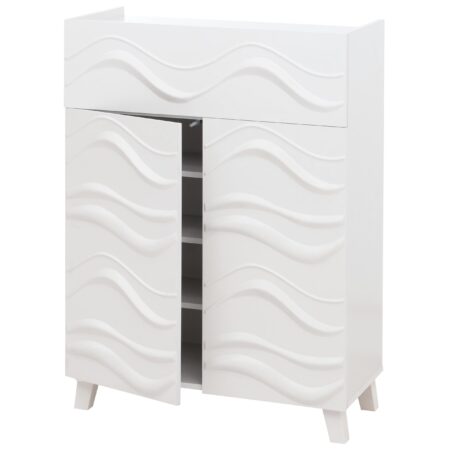 Kommode Sideboard Anrichte 3D-Wellen-Design Push-to-open 107x76x36cm weiss