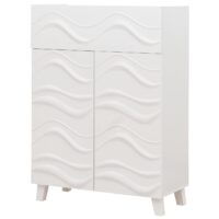Kommode Sideboard Anrichte 3D-Wellen-Design Push-to-open 107x76x36cm weiss