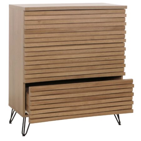 Kommode Sideboard Highboard 3D-Design 3 Schubladen 94x80x45cm natur