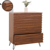 Kommode Sideboard Highboard 3D-Design 3 Schubladen 94x80x45cm Walnuss-Optik