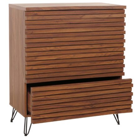 Kommode Sideboard Highboard 3D-Design 3 Schubladen 94x80x45cm Walnuss-Optik
