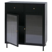 Kommode Sideboard Highboard Industrial Metall Schilfglas 96x80x40cm schwarz