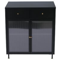 Kommode Sideboard Highboard Industrial Metall Schilfglas 96x80x40cm schwarz
