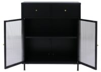 Kommode Sideboard Highboard Industrial Metall Schilfglas 96x80x40cm schwarz