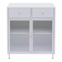 Kommode Sideboard Highboard Industrial Metall Schilfglas 96x80x40cm weiss