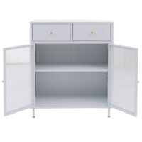 Kommode Sideboard Highboard Industrial Metall Schilfglas 96x80x40cm weiss