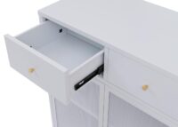Kommode Sideboard Highboard Industrial Metall Schilfglas 96x80x40cm weiss