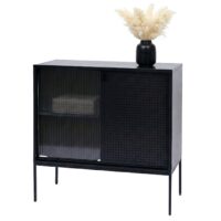 Kommode Sideboard Highboard Industrial Schiebetüren Metall 85x80x45cm schwarz