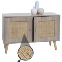 Kommode Sideboard Highboard Kubu Rattan Eiche-Optik