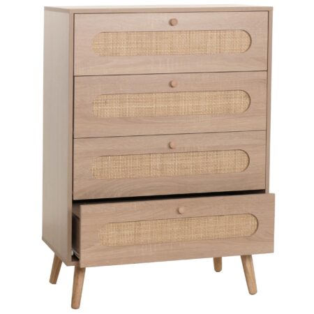 Kommode Sideboard Highboard Kubu Rattan 101x71x42cm Eiche-Optik