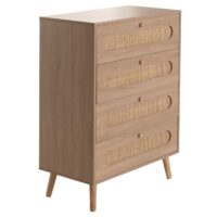 Kommode Sideboard Highboard Kubu Rattan 101x71x42cm Eiche-Optik